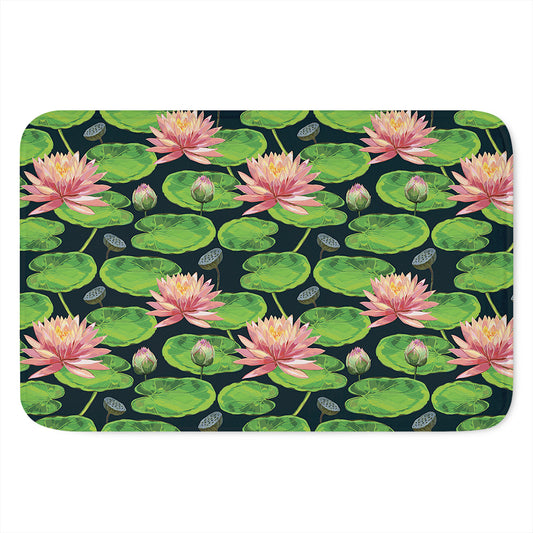 Water Lily Flower Pattern Print Indoor Door Mat