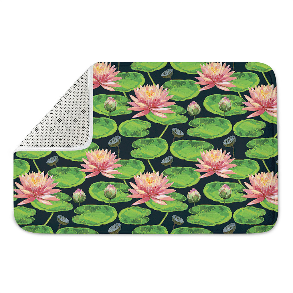 Water Lily Flower Pattern Print Indoor Door Mat