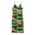 Water Lily Flower Pattern Print Jersey Midi Cami Dress