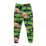 Water Lily Flower Pattern Print Jogger Pants
