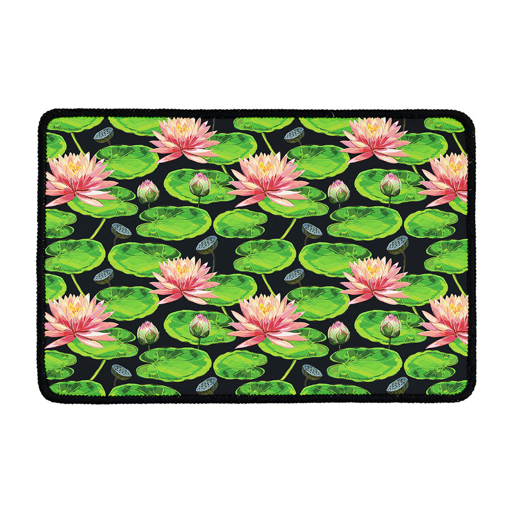 Water Lily Flower Pattern Print Kitchen Mat