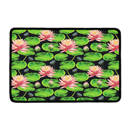 Water Lily Flower Pattern Print Kitchen Mat