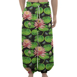 Water Lily Flower Pattern Print Lantern Pants