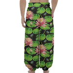 Water Lily Flower Pattern Print Lantern Pants