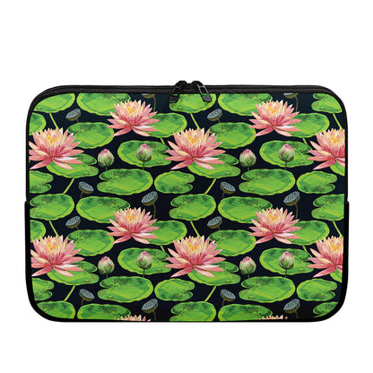 Water Lily Flower Pattern Print Laptop Sleeve