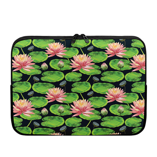 Water Lily Flower Pattern Print Laptop Sleeve
