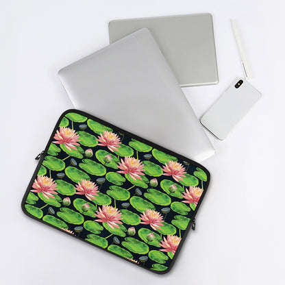 Water Lily Flower Pattern Print Laptop Sleeve
