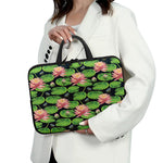 Water Lily Flower Pattern Print Laptop Sleeve With Handle
