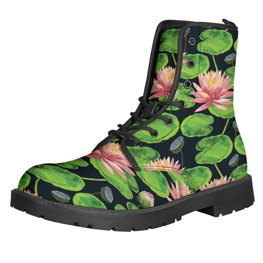 Water Lily Flower Pattern Print Backpack