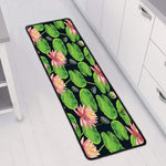 Water Lily Flower Pattern Print Long Kitchen Mat