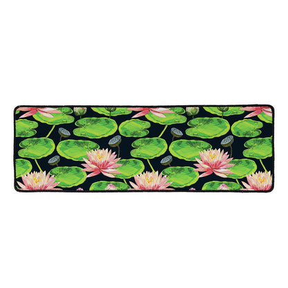 Water Lily Flower Pattern Print Long Kitchen Mat