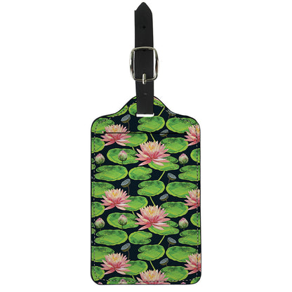 Water Lily Flower Pattern Print Luggage Tag