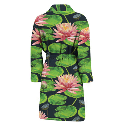 Water Lily Flower Pattern Print Men's Bathrobe