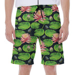Water Lily Flower Pattern Print Men's Beach Shorts