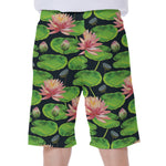 Water Lily Flower Pattern Print Men's Beach Shorts