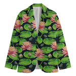 Water Lily Flower Pattern Print Men's Blazer