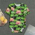 Water Lily Flower Pattern Print Men's Bodysuit