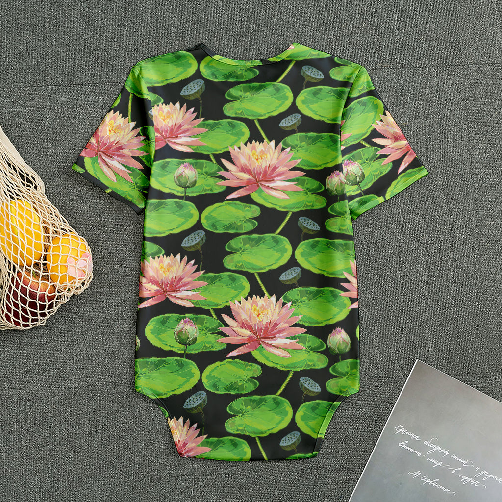 Water Lily Flower Pattern Print Men's Bodysuit