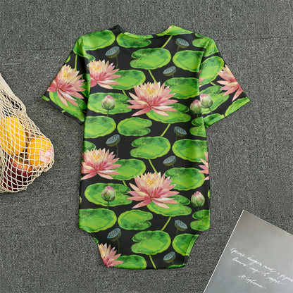Water Lily Flower Pattern Print Men's Bodysuit