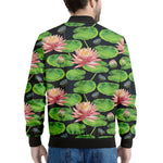 Water Lily Flower Pattern Print Men's Bomber Jacket