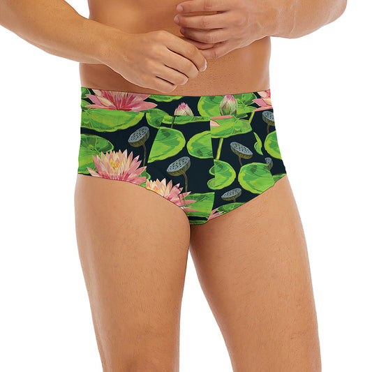 Water Lily Flower Pattern Print Men's Briefs
