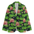 Water Lily Flower Pattern Print Men's Cotton Blazer
