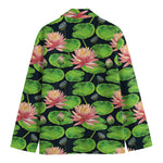 Water Lily Flower Pattern Print Men's Cotton Blazer