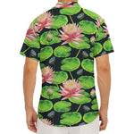 Water Lily Flower Pattern Print Men's Deep V-Neck Shirt
