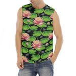 Water Lily Flower Pattern Print Men's Fitness Tank Top