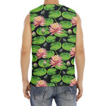 Water Lily Flower Pattern Print Men's Fitness Tank Top