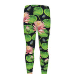 Water Lily Flower Pattern Print Men's leggings