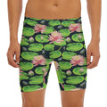 Water Lily Flower Pattern Print Men's Long Boxer Briefs