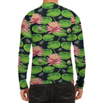 Water Lily Flower Pattern Print Men's Long Sleeve Rash Guard