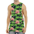 Water Lily Flower Pattern Print Men's Muscle Tank Top
