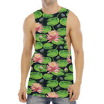 Water Lily Flower Pattern Print Men's Muscle Tank Top