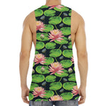 Water Lily Flower Pattern Print Men's Muscle Tank Top