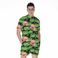 Water Lily Flower Pattern Print Men's Romper