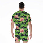 Water Lily Flower Pattern Print Men's Rompers