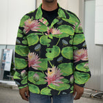 Water Lily Flower Pattern Print Men's Shirt Jacket