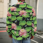 Water Lily Flower Pattern Print Men's Shirt Jacket