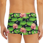Water Lily Flower Pattern Print Men's Short Boxer Briefs