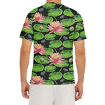 Water Lily Flower Pattern Print Men's Short Sleeve Rash Guard