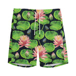 Water Lily Flower Pattern Print Men's Sports Shorts