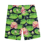 Water Lily Flower Pattern Print Men's Sports Shorts