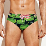 Water Lily Flower Pattern Print Men's Swim Briefs
