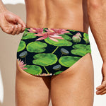 Water Lily Flower Pattern Print Men's Swim Briefs