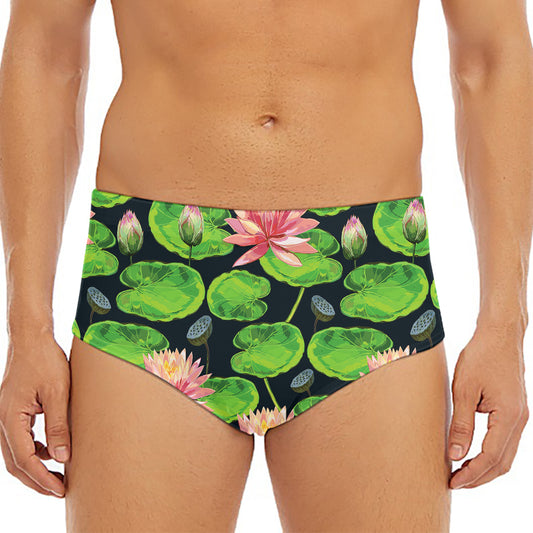 Water Lily Flower Pattern Print Men's Triangle Swim Briefs