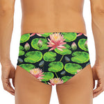 Water Lily Flower Pattern Print Men's Triangle Swim Briefs