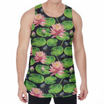 Water Lily Flower Pattern Print Men's Velvet Tank Top