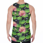 Water Lily Flower Pattern Print Men's Velvet Tank Top